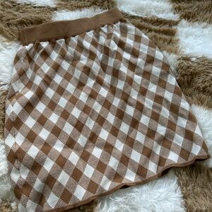 Cider Brown and White A-Line Knee-Length Skirt
